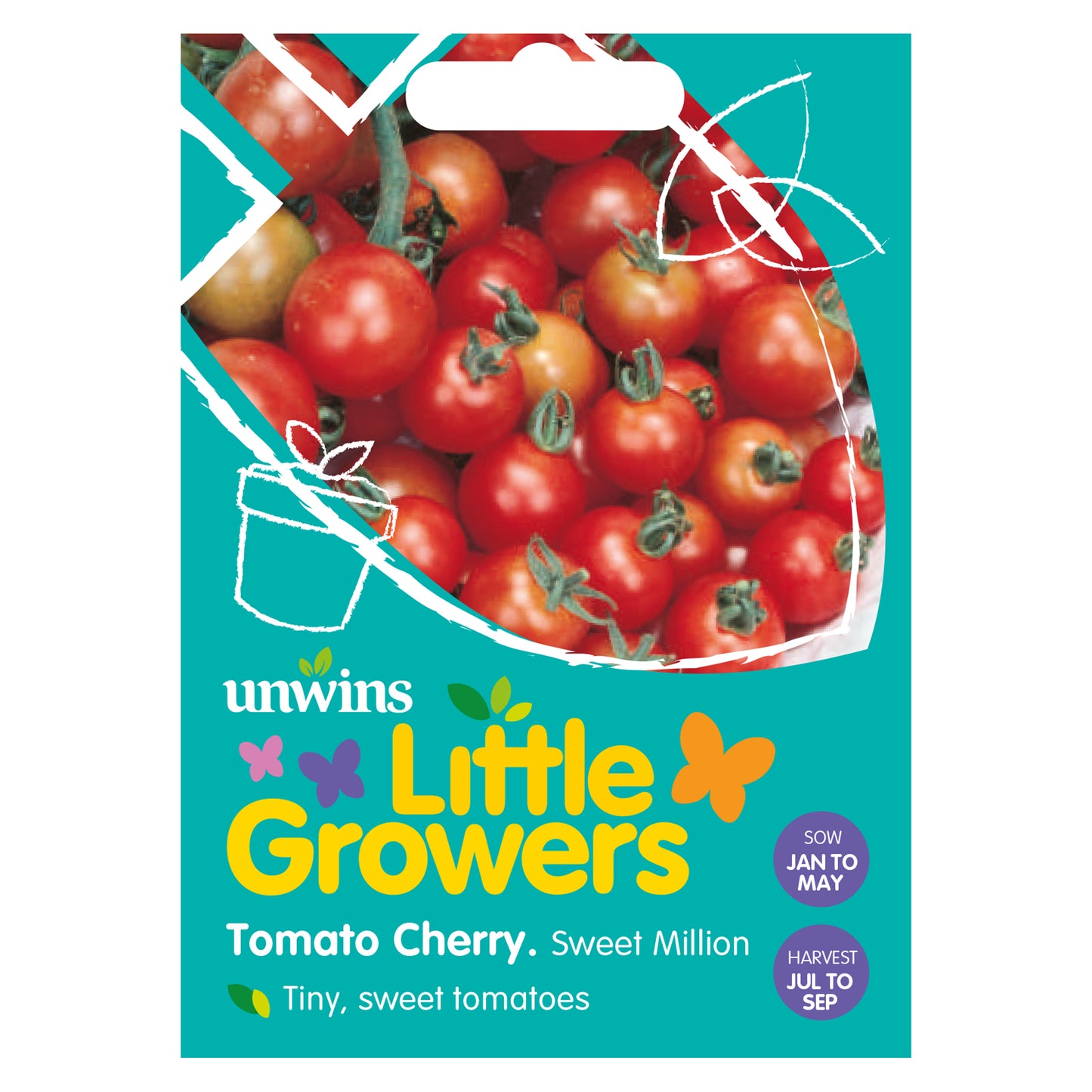 Little Growers Tomato Cherry Sweet Million Seeds front of pack