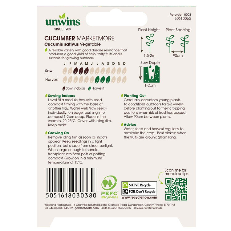 Unwins Organic Cucumber Marketmore Seeds