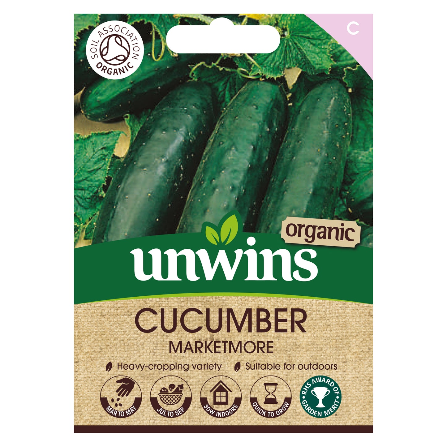 Unwins Organic Cucumber Marketmore Seeds front