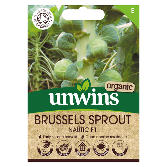 Unwins Organic Brussels Sprout Nautic F1 Seeds Front