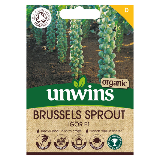 Unwins Organic Brussels Sprout Igor F1 Seeds Front