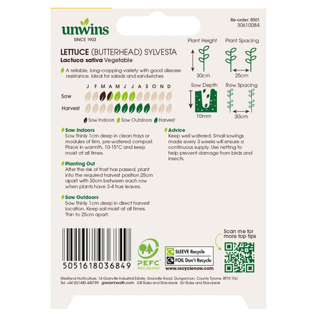 Unwins Organic Butterhead Lettuce Sylvesta Seeds