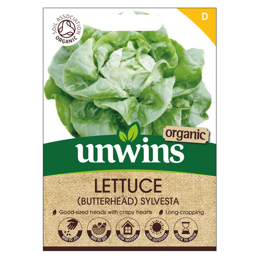 Unwins Organic Butterhead Lettuce Sylvesta Seeds front of pack