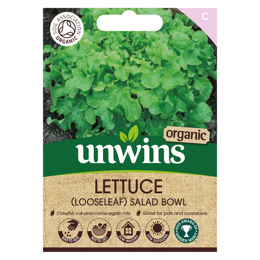Unwins Organic Lettuce Salad Bowl Seeds front of pack
