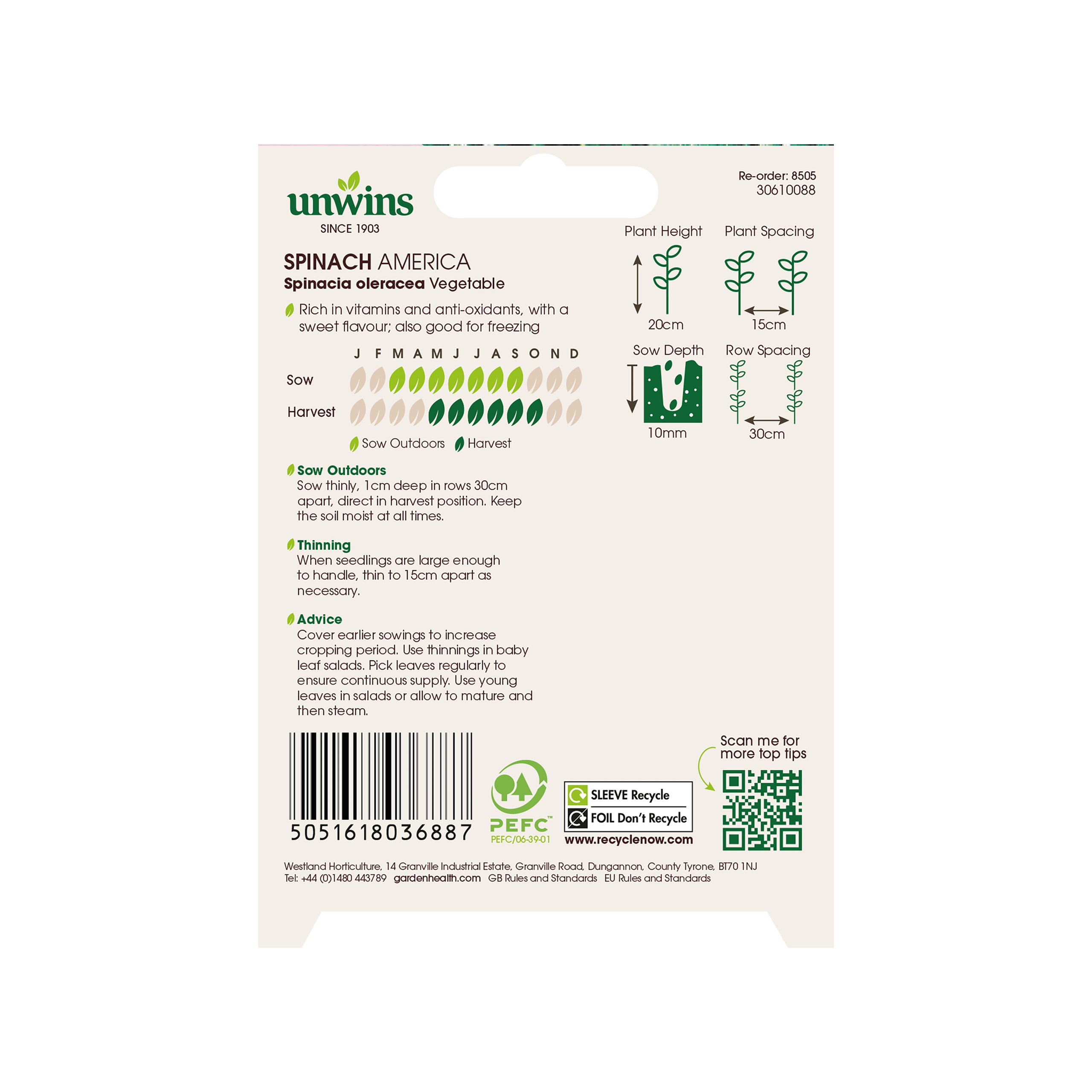Unwins Organic Spinach America Seeds