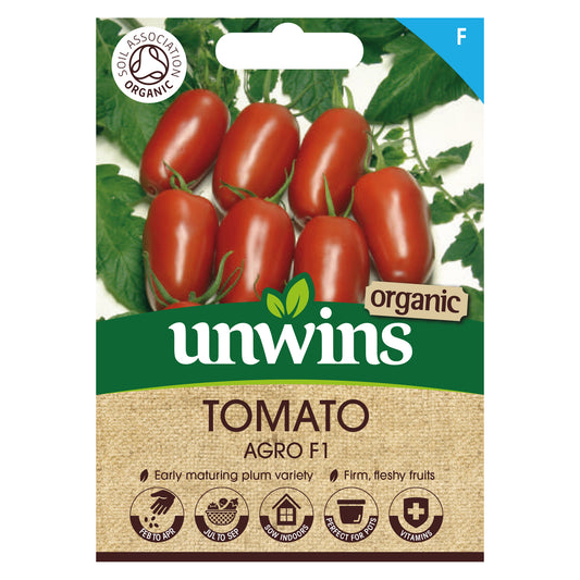Unwins Organic Tomato Agro F1 Seeds front of pack