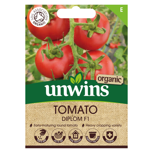 Unwins Organic Tomato Diplom F1 Seeds front of pack