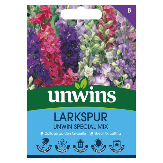 Unwins Larkspur - Unwins Special Mix Seeds front of pack