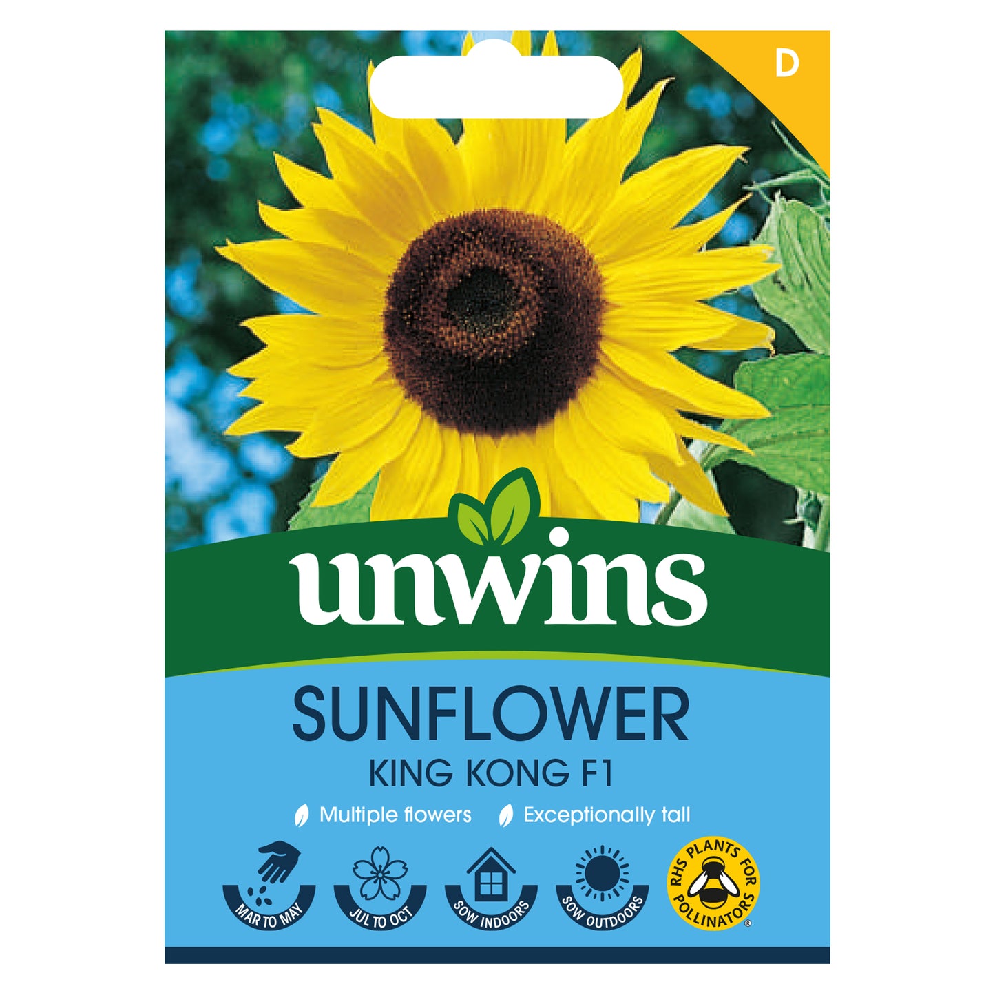 Unwins Sunflower King Kong F1 Seeds front of pack