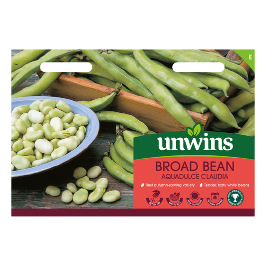 Unwins Broad Bean Aquadulce Claudia Seeds Front