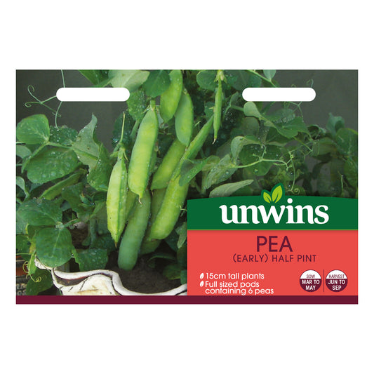 Unwins Early Pea Half Pint Seeds front of pack