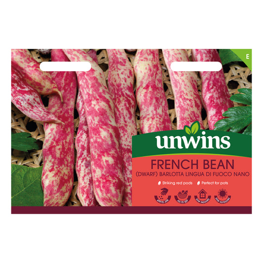 Unwins Dwarf French Bean Barlotta Lingua di Fuoco Nano Seeds front of pack