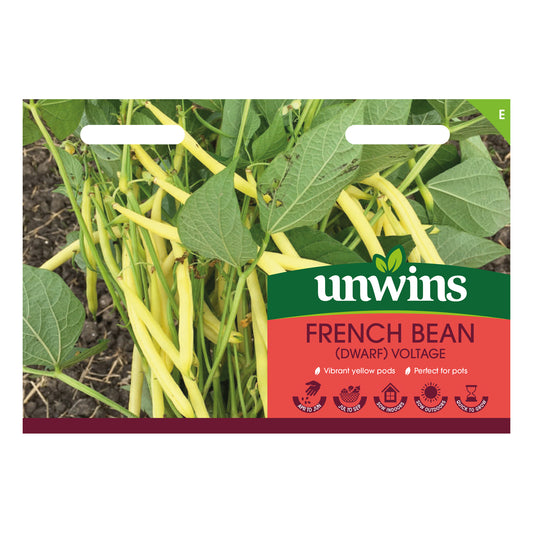 Unwins Dwarf French Bean Voltage Seeds front of pack
