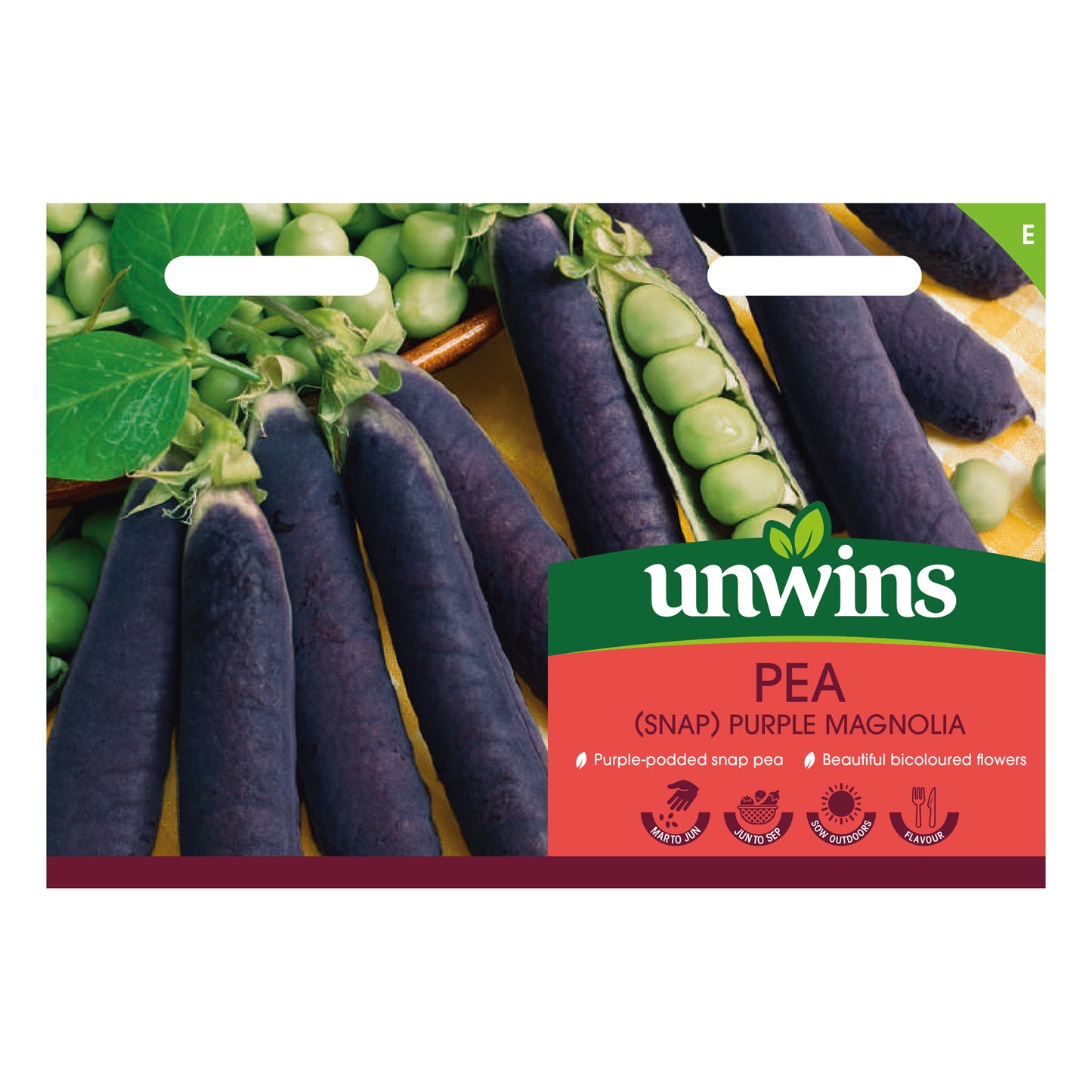 Unwins Snap Pea Purple Magnolia Seeds front of pack