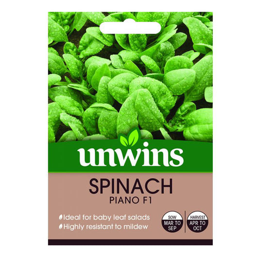 Unwins Spinach Piano F1 Seeds front of pack